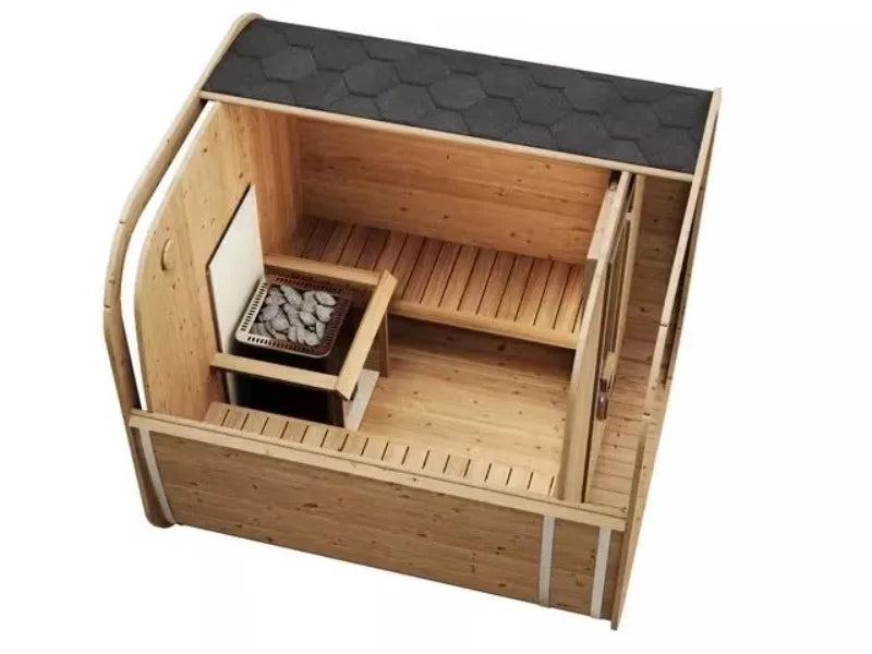 Sauna personnalisé en bois traditionnel pour 2-3 personnes, en cèdre rouge et en hemlock canadien, pour l'extérieur