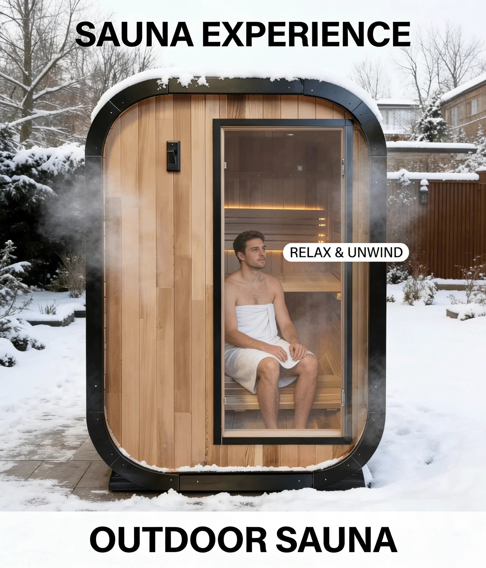 Sauna panoramique extérieur sur mesure, cabine de vapeur ronde, anti-corrosion, anti-fissuration, durable, chauffage intégré, spa à domicile