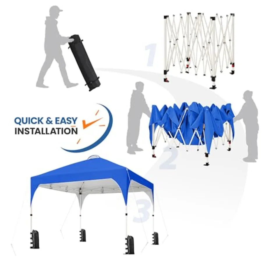 10x10 Pop Up Canopy Tent with Vent, Easy Set Up Tent, Instant Sun Shelter Canopy with Wheeled Bag, 4 Sandbags, 12 Stakes and 4