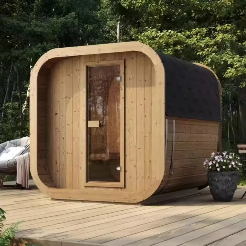 Sauna personnalisé en bois traditionnel pour 2-3 personnes, en cèdre rouge et en hemlock canadien, pour l'extérieur