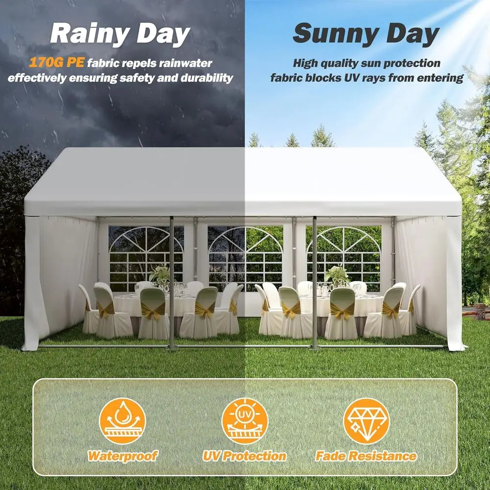 20 x 20t Party Tent Heavy Duty, Outdoor Wedding Tent with Removable Sidewalls, Event Gazebo Shelters or Party