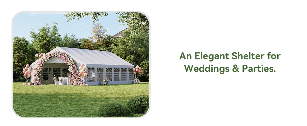 Aoxun 20x40 Party Tent,Waterproof Canopy with Removable Sidewalls & Roll-up Door,Steel Frame for Wedding BBQ Camping,White