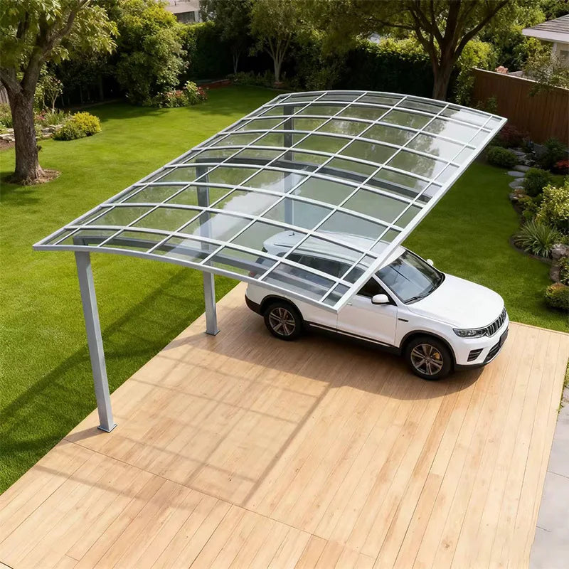 Modern Aluminium Carport, Tough Polycarbonate Canopy, Multi-scene Single Carport,Snow & Hail Resistant Shelter for Private Homes