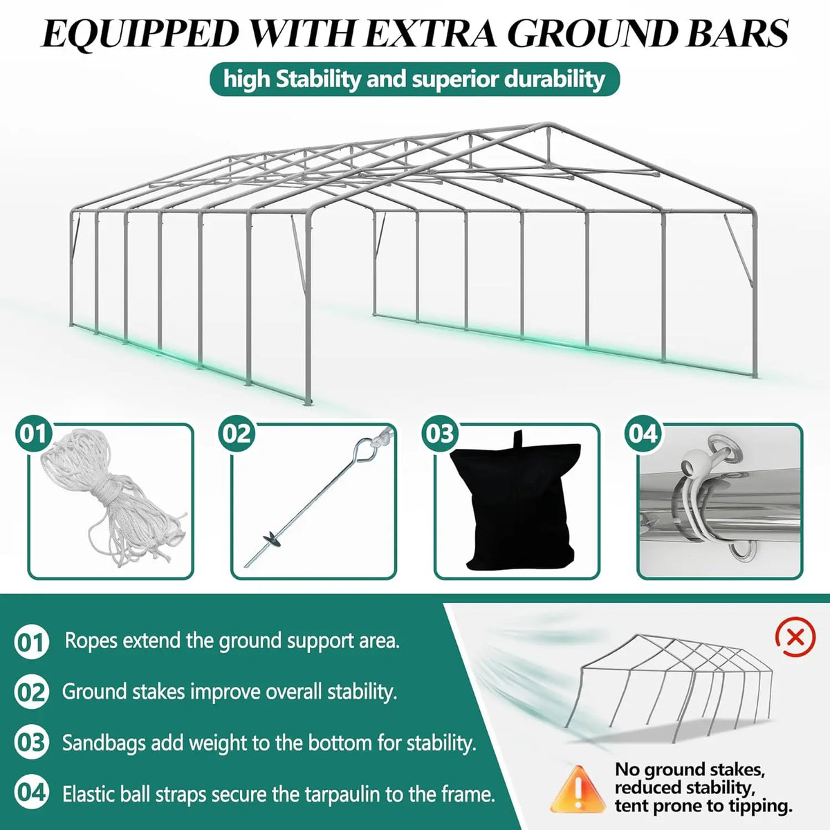 20x40 Heavy Duty Party Tent Removable Sidewall 4 Sand Bags Outdoor Wedding Event, Customized