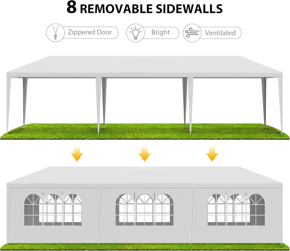10'x30' Outdoor Party Tent Heavy Duty Large Backyard Canopy Tent Cater Party Favor Supplies Patio Gazebo for Outdoor Events