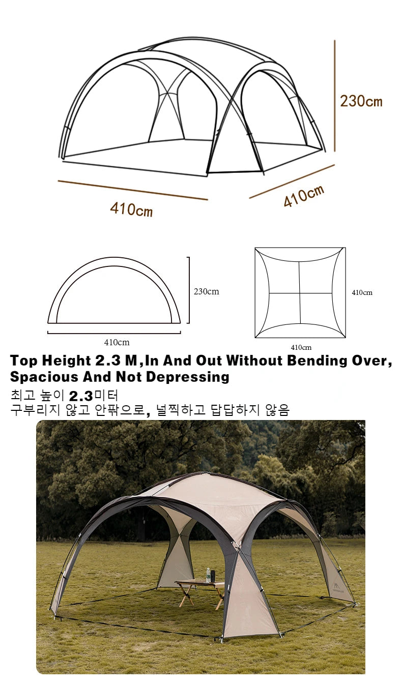 MOUNTAINHIKER 8-10 Person Outdoor Camping Dome Tents Light Luxury Round Gazebo Big Canopy Large Awning Pergola House