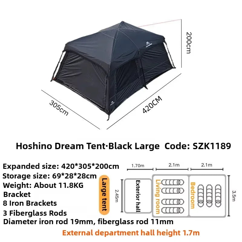 MOUNTAINHIKER Camping Family luxury Tent 3-12 Person Double Layers Oversize 2 Rooms Thickened Rainproof Outdoor Tour Equipment