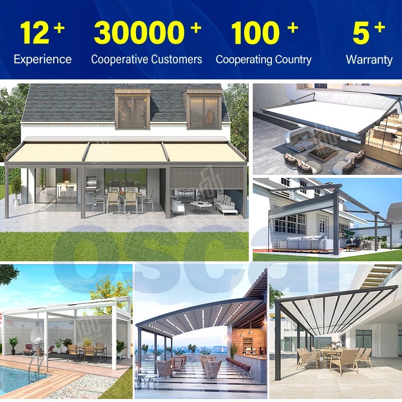 Outdoor Electronic PVC Pergola for Garden Patio and Yard Retractable Canopy Pergola