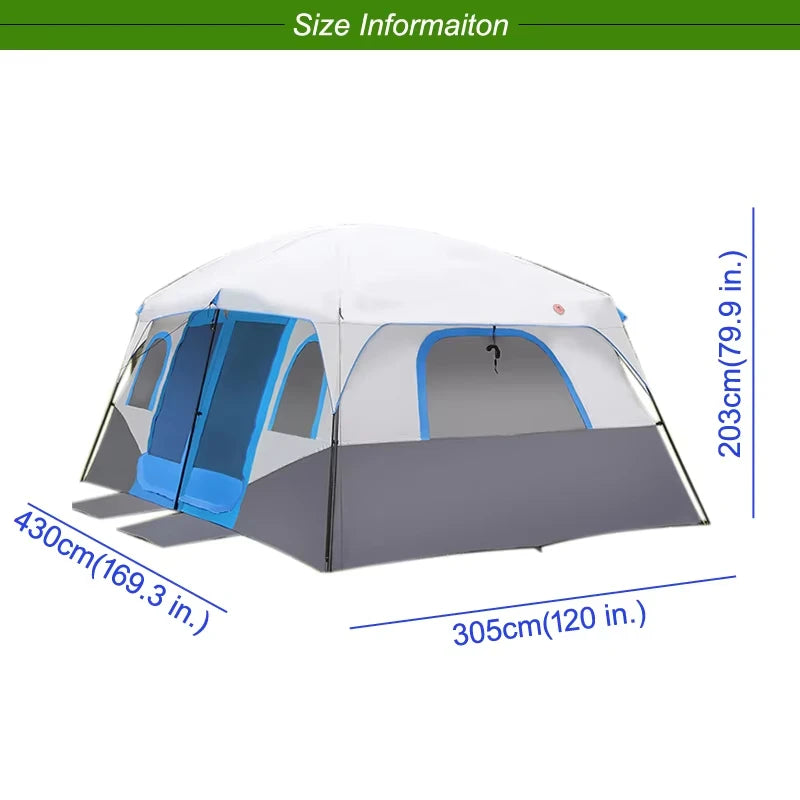 8 10 12 Person Large Family Camping Tent Waterproof Outdoor Cabin Shelter for Spacious Group Camping Events Marquee