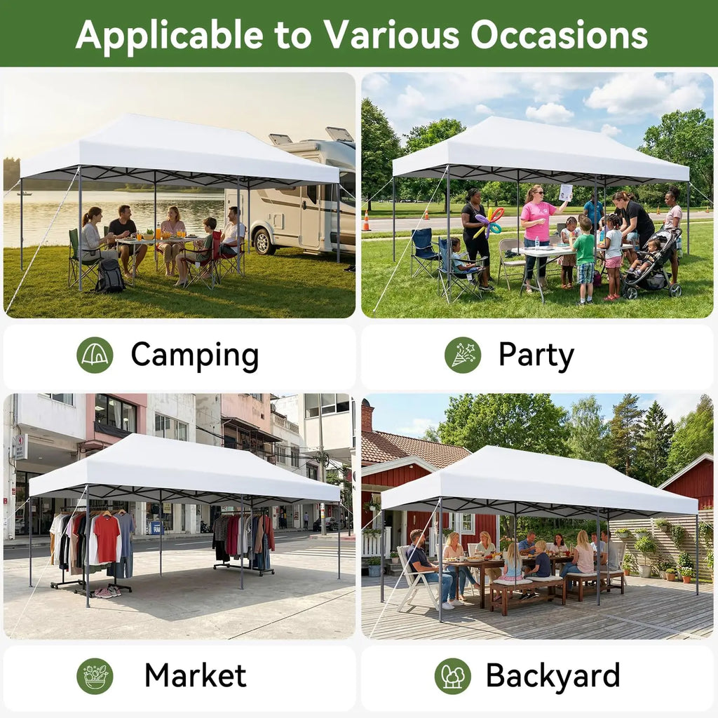 10x20 Pop Up Canopy Without Sidewalls, Easy Up Instant Shelter with Roller Bag & Sand Bags – Outdoor Canopy Tent for, Custom