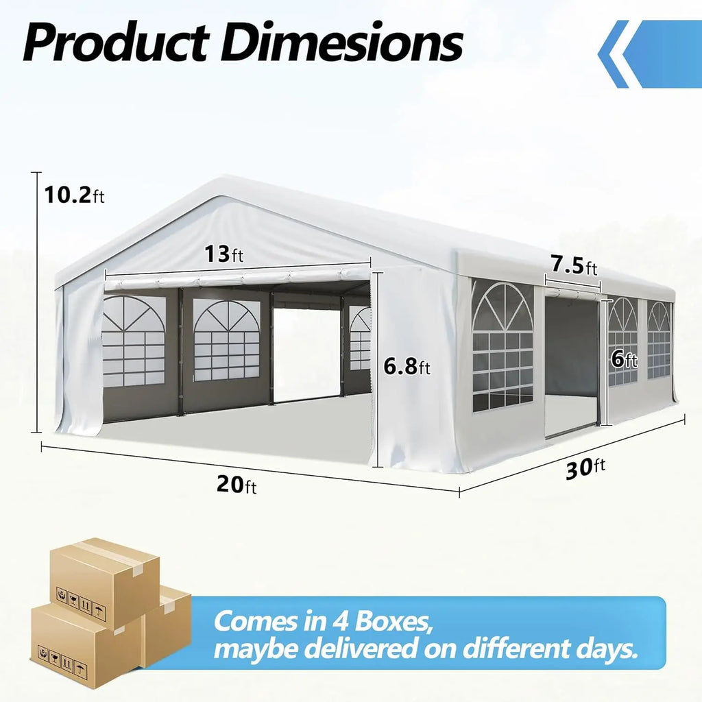 20'x30' Party Tent Heavy Duty, Large Wedding Event Tent with Removable Sidewalls & 4 Sand Bags, Event Canopy Shelter, Custom