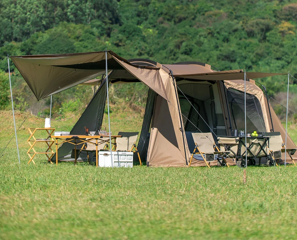Tunnel tent 8-12 person 4-season double-layer waterproof UV resistant and windproof tent Family outdoor camping tent detachabl