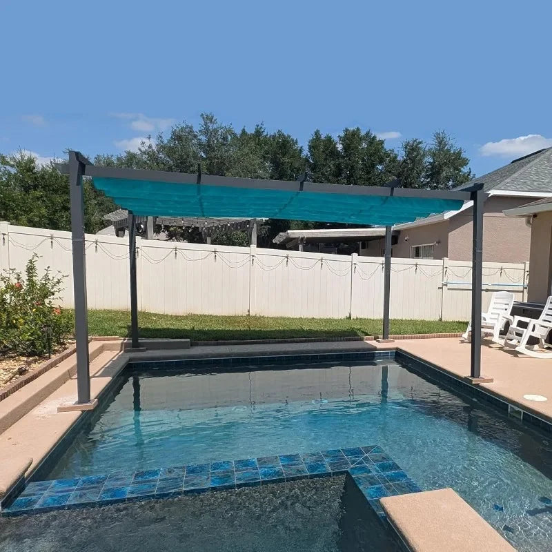 PURPLE LEAF 10' X 13' Outdoor Retractable Pergola with Sun Shade Canopy Patio Metal Shelter for Garden Porch Beach Pavilion