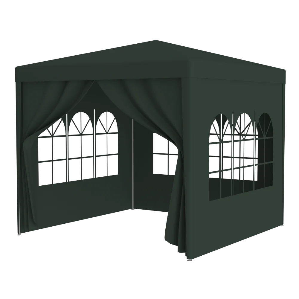 Tente de réception 10'x10' pour extérieur, gazebo robuste, auvent de mariage + 4 murs amovibles, vert