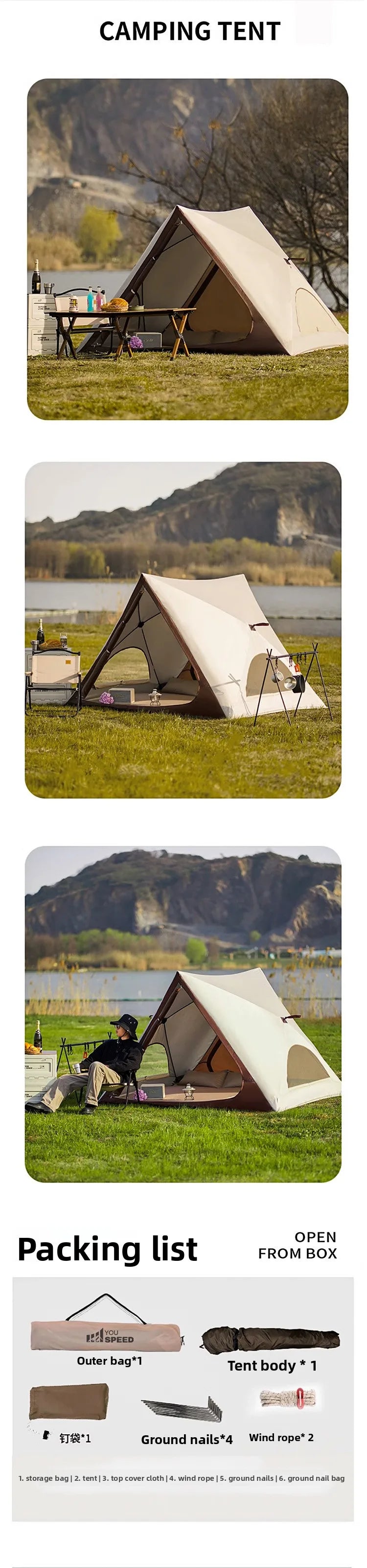 Portable Automatic Pop Up Triangle Beach Tent, UV Protection Outdoor Quick Open Sun Shelter for Camping, Beach and Daily Leisure