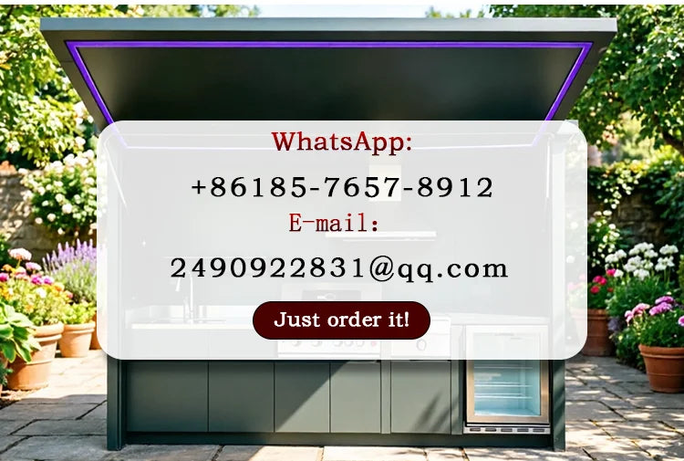 All-in-One Complete Custom Outdoor Kitchen, Premium Fully Equipped, Anti Wind Rain Snow for Residential Outdoor Use