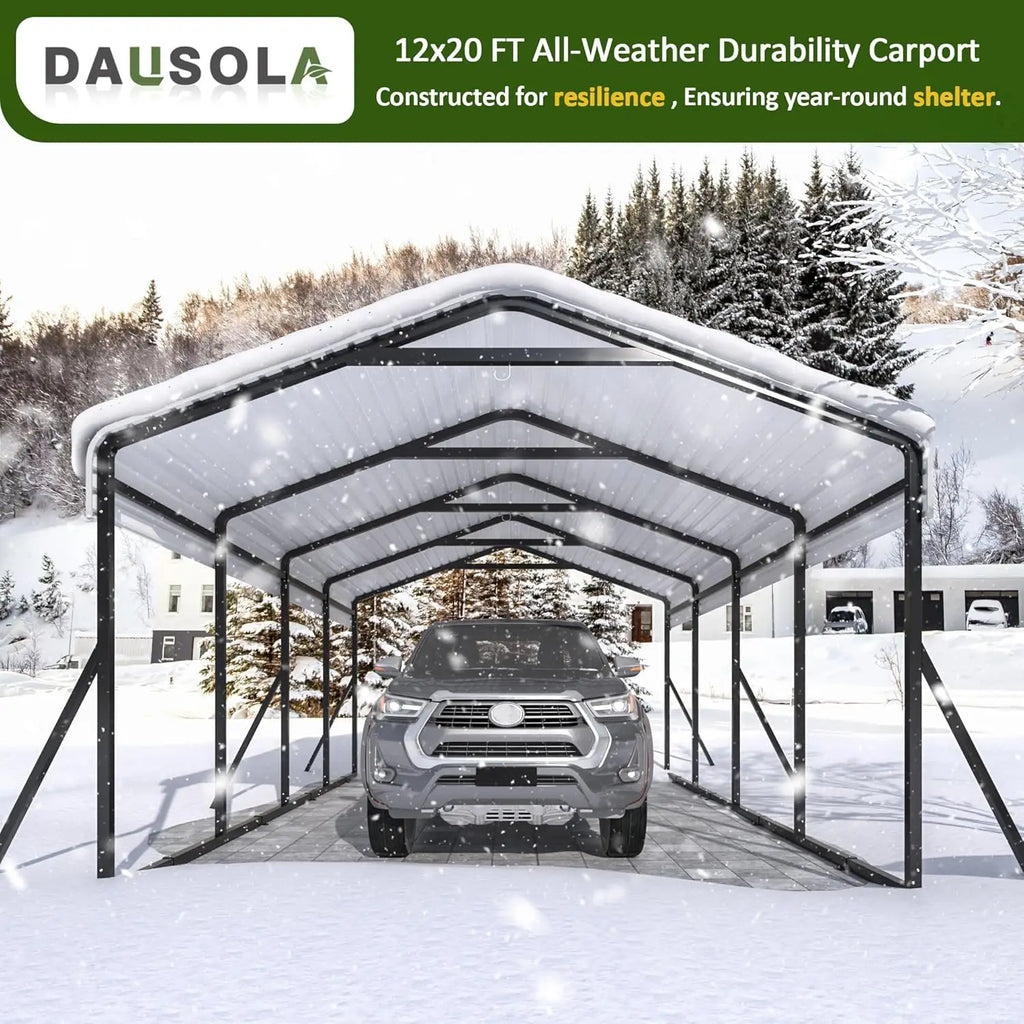 12x20 FT Heavy Duty Metal Carport Galvanized All-Weather Car Shelter Outdoor Garage for Car Boat Tractor Custom