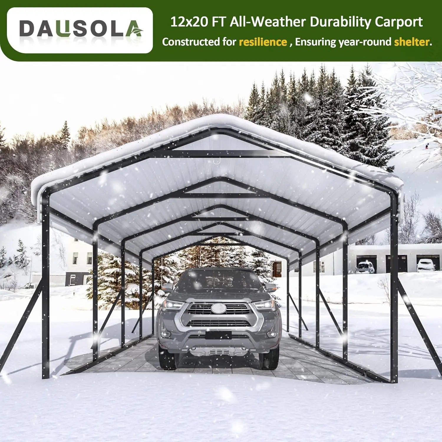 12x20 FT Heavy Duty Metal Carport Galvanized All-Weather Car Shelter Outdoor Garage for Car Boat Tractor Custom