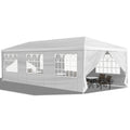 Tente de réception blanche 10'x30' avec 8 parois latérales amovibles, en tissu PE et structure en fer, gazebo d'extérieur imperméable avec fenêtres pour mariages, événements en plein air, abri de patio