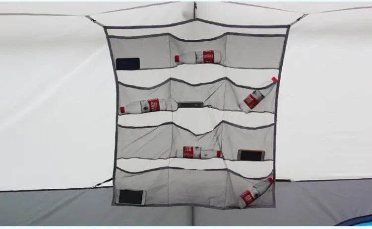 Outdoor Tent 2 Rooms Double Layer Family Camping Party 8-12 Persons Waterproof Windproof Top Rainfly Mesh Windows Portable Bag