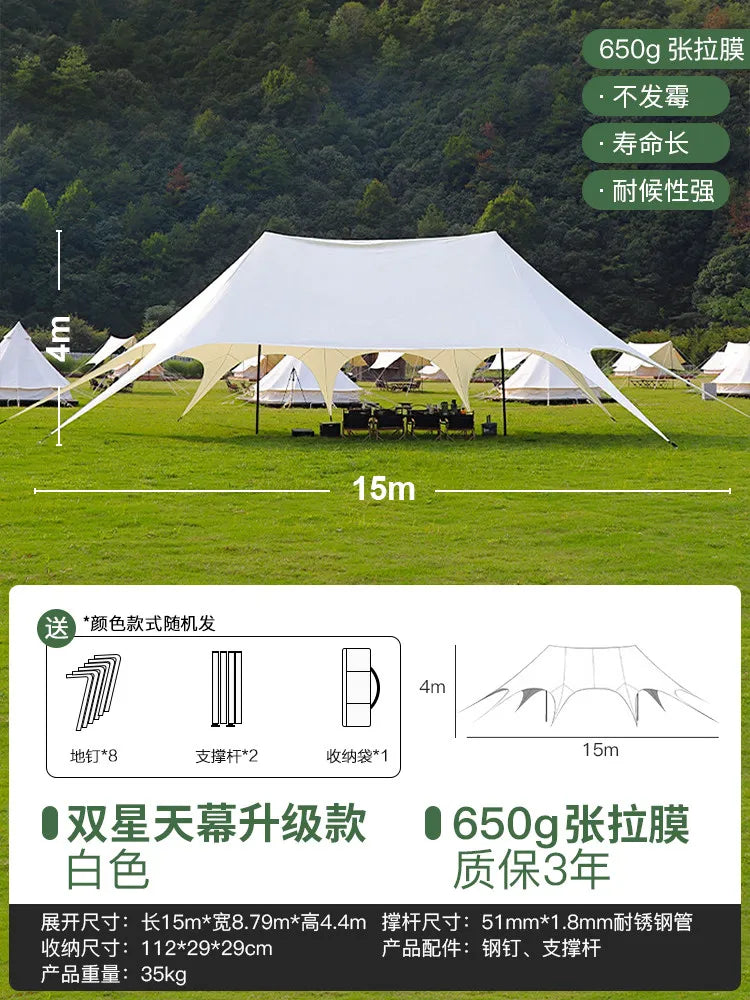 Tente de réception extérieure robuste, résistante aux UV, imperméable et coupe-vent, 10m, 15m, 20m, pour mariages et événements