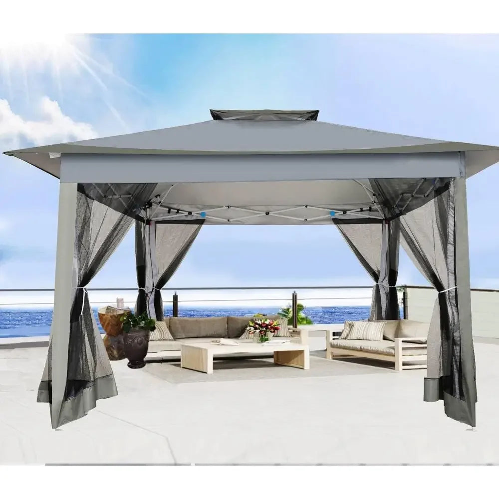 12x12 Outdoor Gazebos Clearance - Upgrade Waterproof Portable Gazebo with Mosquito Net, 4 Ropes, 8 Stakes, Carry Bag for Patio G