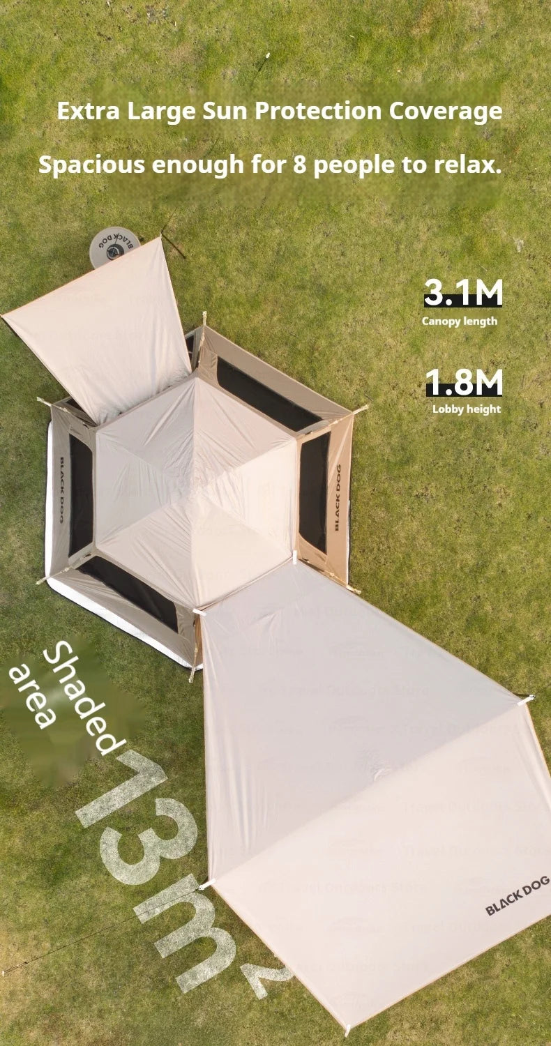 Naturehike BLACKDOG Qiyun 3-Speed Hexagonal Tent Sunscreen Stable Cooling Sensation Strong Wind Resistant Fiber Support With 360