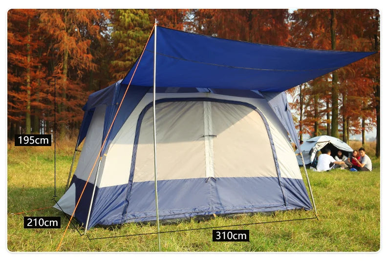 Custom Two Rooms One Hall Straight Wall Large Glamping Camping Tents 8 10 12 Persons Waterproof Outdoor Family