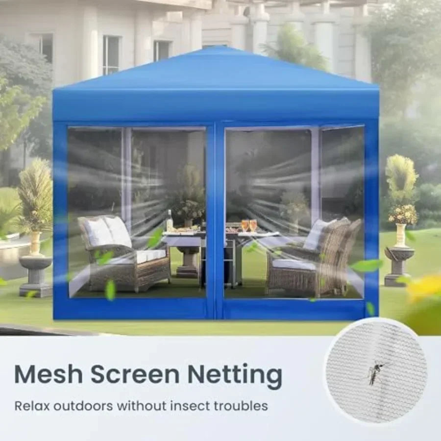 10 x 10 Pop Up  Tent with Netting  Gazebo Ez up Sn House Room with Carry Bag Height Adjustable for Outdoor Garden Patio