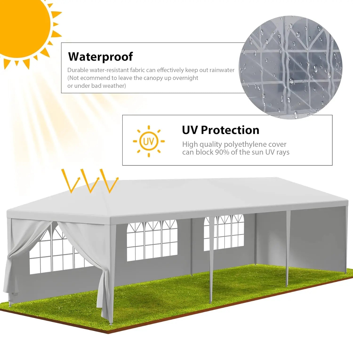 10' x 30' Outdoor Waterproof Gazebo Canopy Tent with Removable Sidewalls and Windows Heavy Duty Tent for Party, Customized