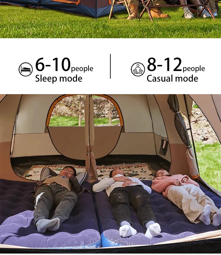 Upgraded 4 Season Camping Tent 3-12 Person Waterproof Windproof Double Layer 2 Room Family Outdoor Backpacking Equipment