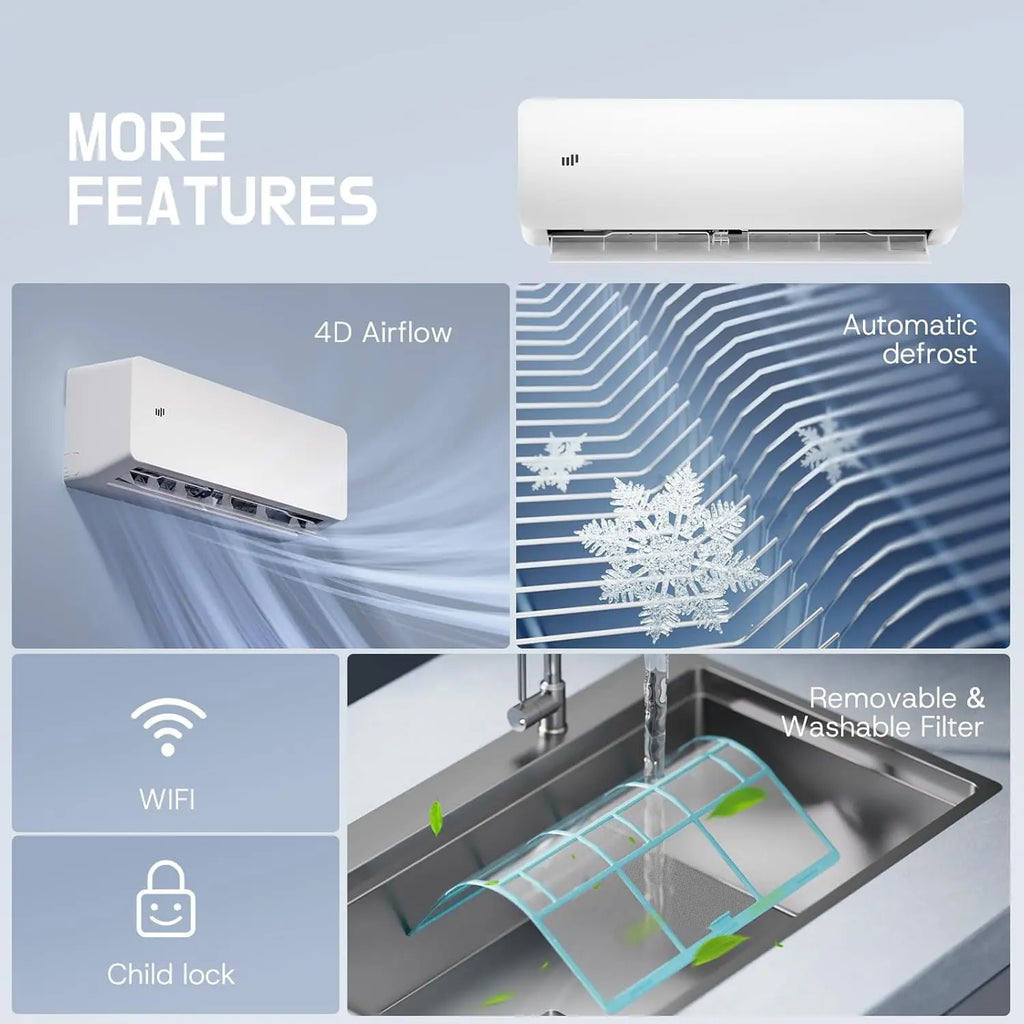 12000 BTU Ductless Mini Split Air Conditioner 115/230V Heating System 20 SEER2 Energy Efficient Customized