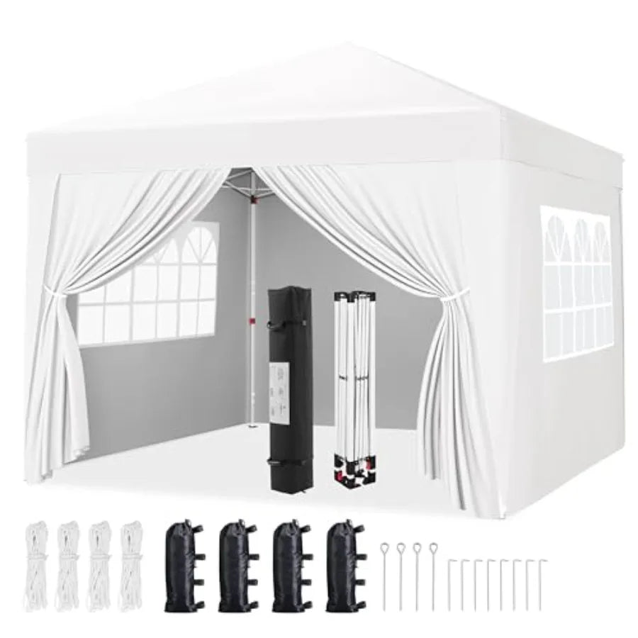 12x12 Pop Up Canopy with 4 Removable Sidewalls, Portable Enclosed Instant Tent, Waterproof Outdoor Tent, Beach Sun Shelter with
