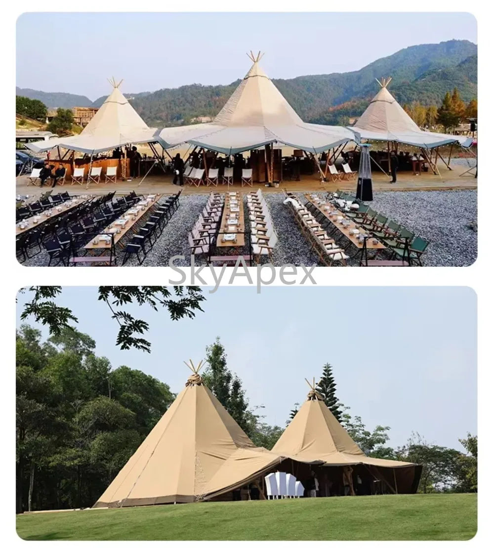 Tente de réception pyramidale haut de gamme - Bâche pour 100 personnes - Tentes tipi pour salons professionnels, mariages et événements commerciaux