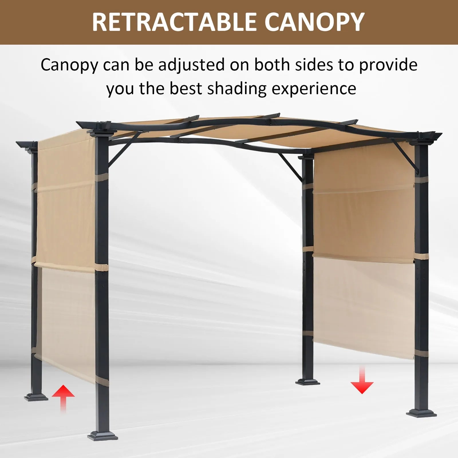 8' x 10' Steel Frame Fabric Outdoor Gazebo Retractable Canopy Shade Awning