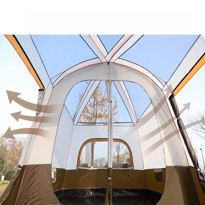 Upgraded 4 Season Camping Tent 3-12 Person Waterproof Windproof Double Layer 2 Room Family Outdoor Backpacking Equipment