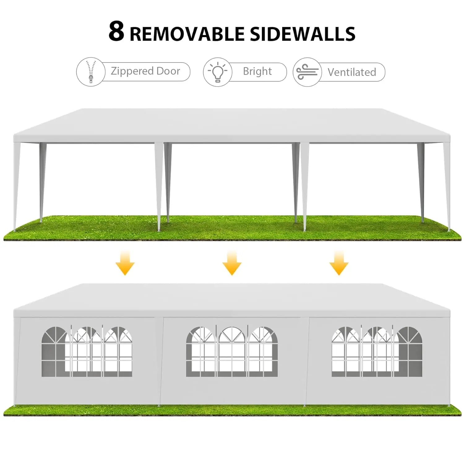 10' x 30' Outdoor Waterproof Gazebo Canopy Tent with Removable Sidewalls and Windows Heavy Duty Tent for Party, Customized