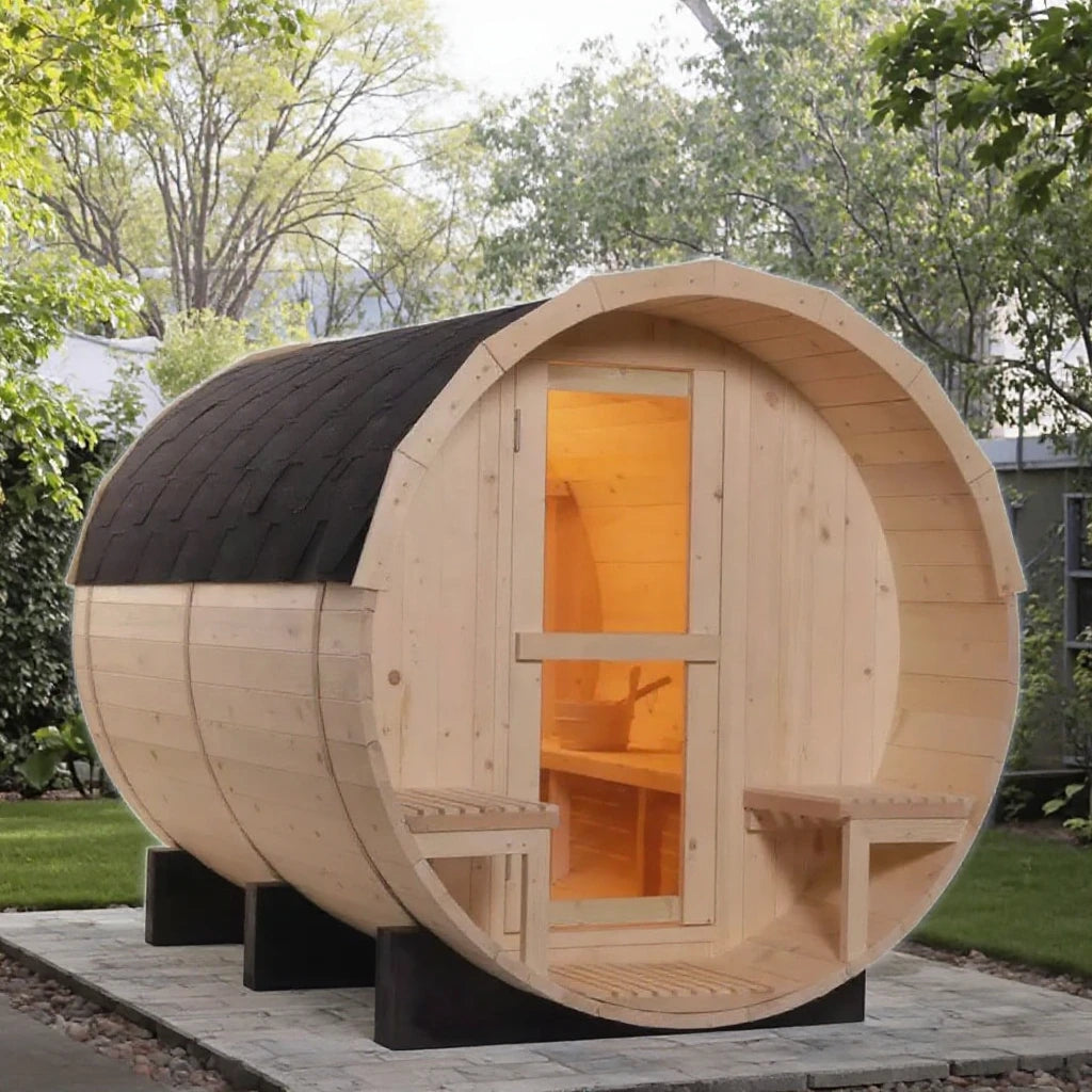 Sauna familial extérieur durable en bois de pin, sauna traditionnel à vapeur