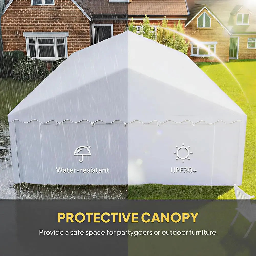 Large 20x40 Outdoor Heavy Duty Party Tent with Removable Sides, 12 Windows, 2 Doors, Ideal for Events, Weddings, and BBQs, White