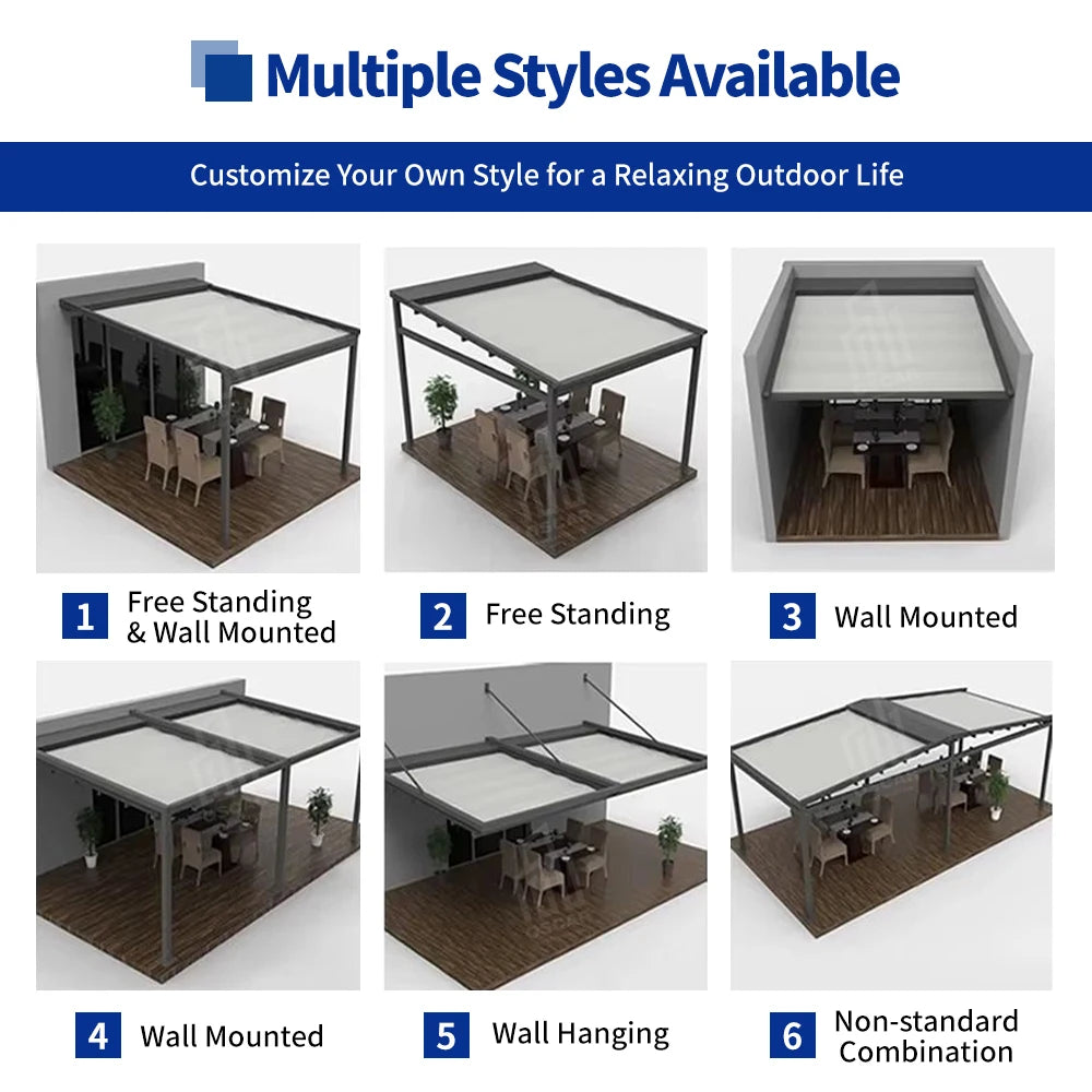 Wholesale Canopy Gazebo Outdoor Garden Patio Wooden Pergola for Backyard Use Retractable Canopy Pergola