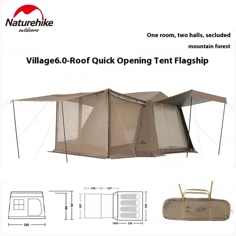 Naturehike Village 6.0-Roof Quick-open Camping Tent Outdoor Portable 150D Titanium Black Oxford Cloth Waterproof Sunscreen Tent