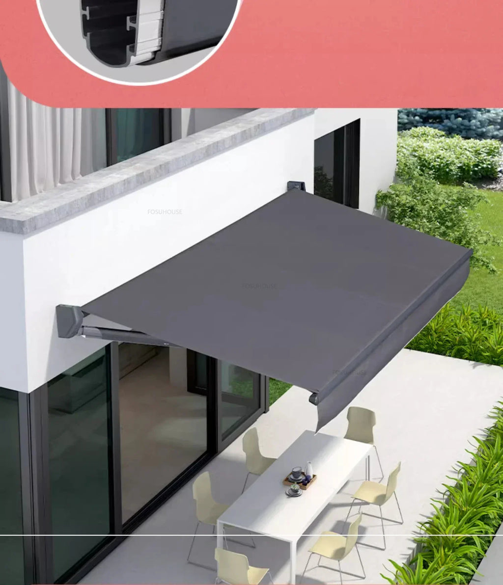 Tent Electric Canopy Retractable Folding Gazebos Outdoor Eaves Remote Control with Light Villa Courtyard Rainproof Awning N