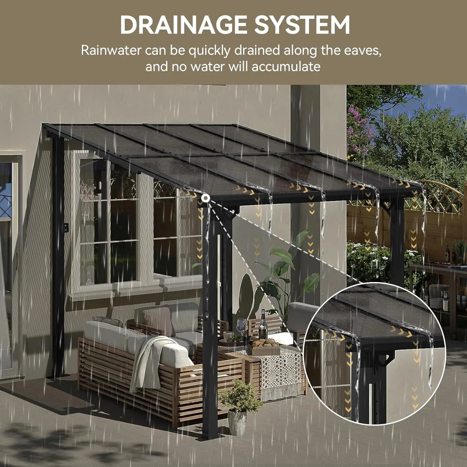 Customized 3-Seat High Back Patio Sofa with Wide Armrest, Thick Soft Cushions, Weatherproof, Suitable for Porch, Deck