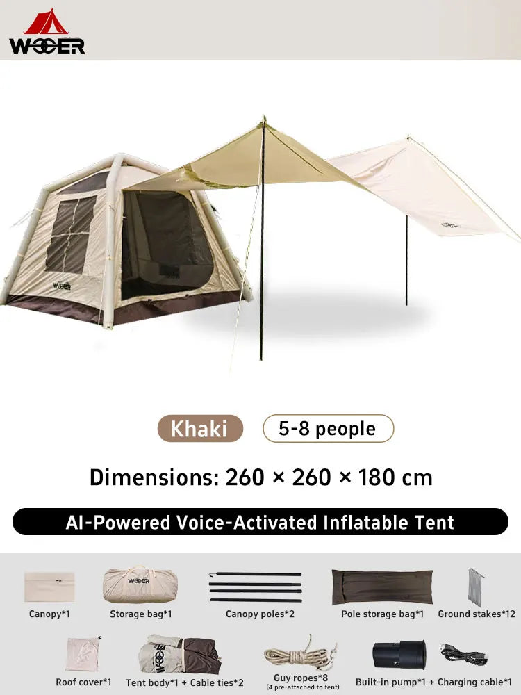 Outdoor Park Camping Glamping Tent Multi-person 4-5 People Tent Hiking Mountain Hiker Inflatable Tent Portable Rainproof Tent