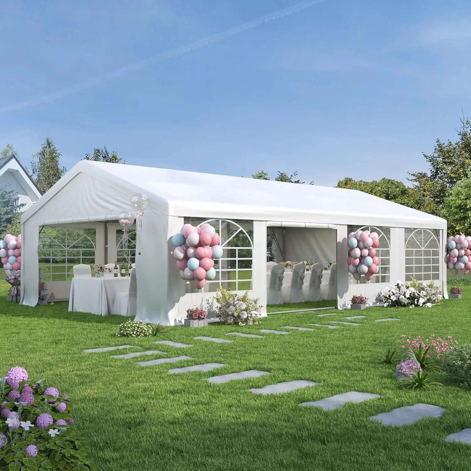 20'x30' Party Tent Heavy Duty, Large Wedding Event Tent with Removable Sidewalls & 4 Sand Bags, Event Canopy Shelter, Custom