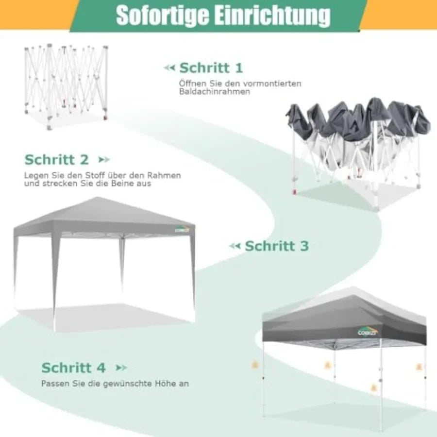 10x10 Pop Up  Tent Without Sidewall UPF 50+ Waterproof Outdoor   Tent Portable Canopies Gazebo for Commercial Sun Shade Party B