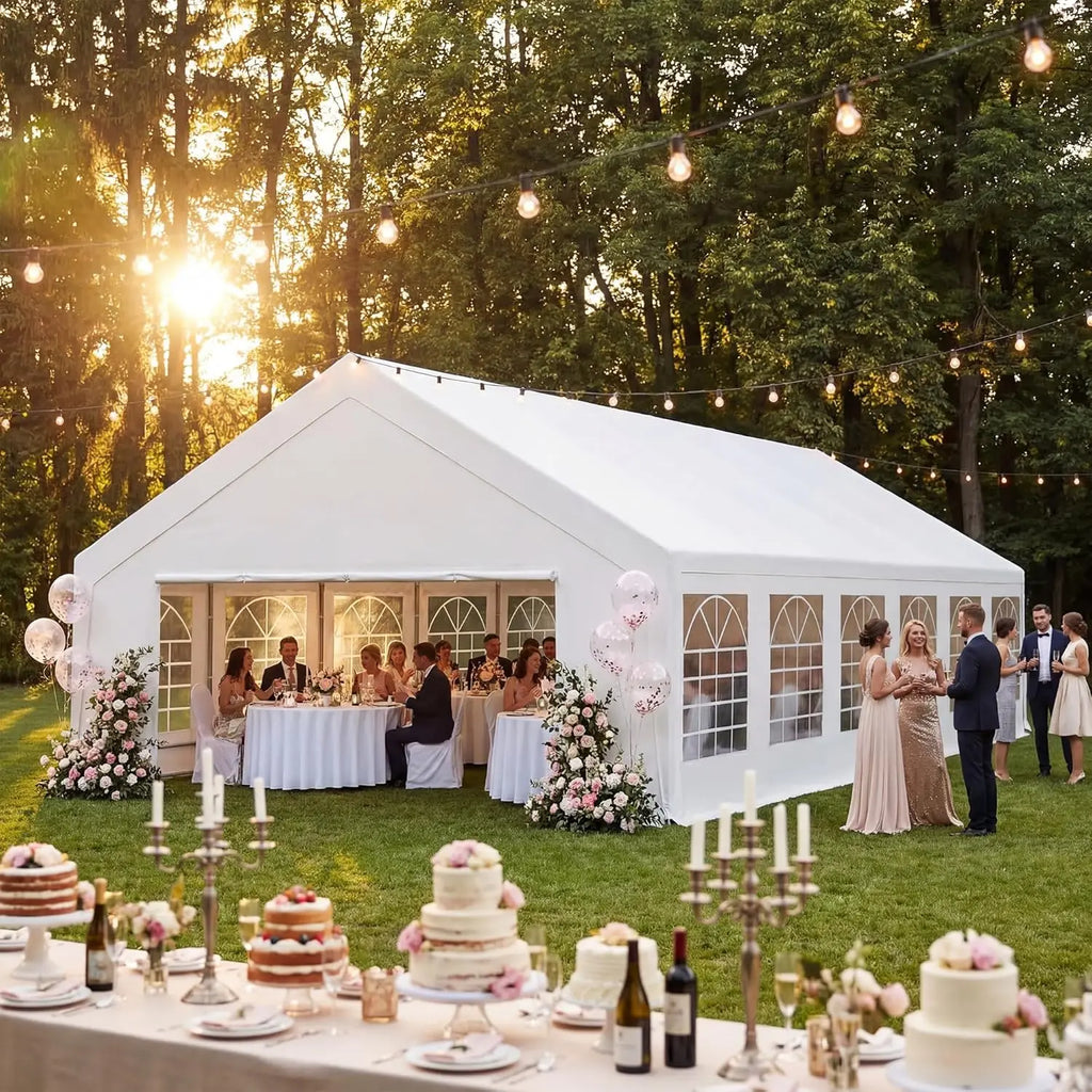 20x40 Party Tent, Heavy Duty White Wedding Canopy with Removable Sidewalls & Steel Frame, Event Shelter Tent for, Customized