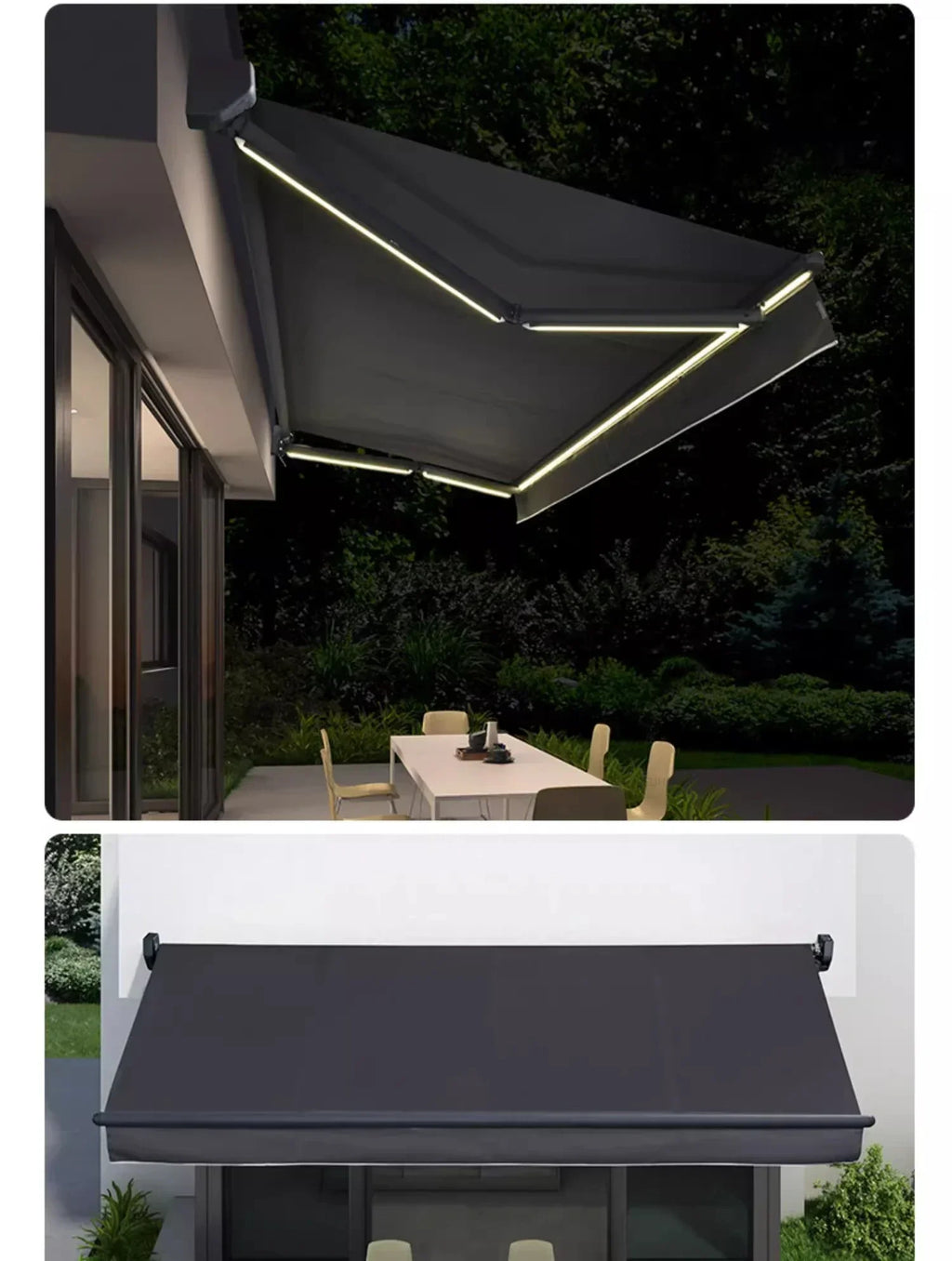 Tent Electric Canopy Retractable Folding Gazebos Outdoor Eaves Remote Control with Light Villa Courtyard Rainproof Awning N