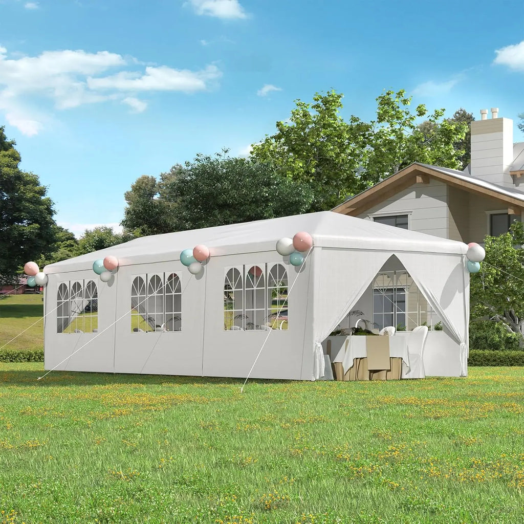10x30 Ft Outdoor Party Canopy, Waterproof Heavy Duty Wedding Tent with 6 Sidewalls & 2 Zippered Doors, Event Tent for, Custom