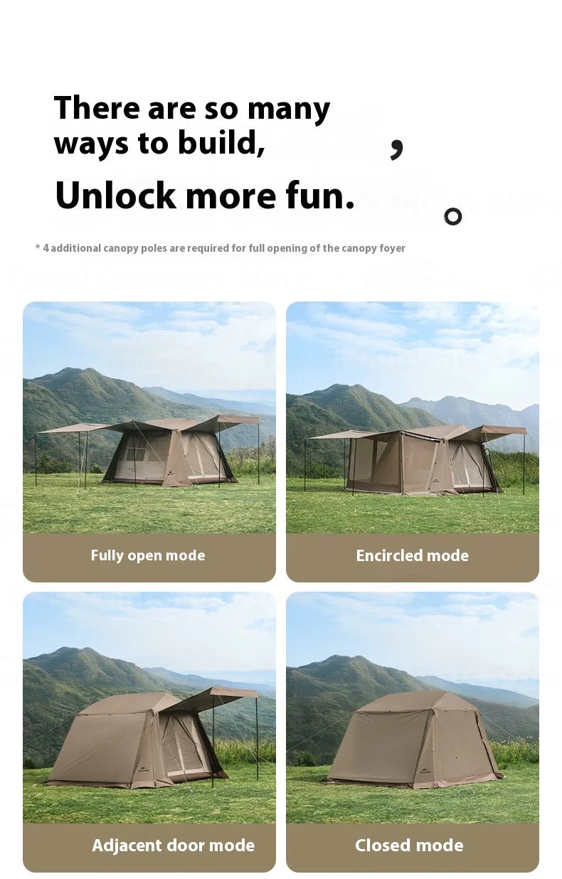 Naturehike Village 6.0-Roof Quick-open Camping Tent Outdoor Portable 150D Titanium Black Oxford Cloth Waterproof Sunscreen Tent